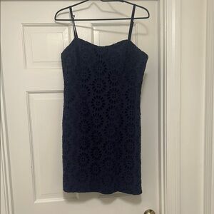 Lilly Pulitzer Blue Spaghetti Strap Sheath Midi Dress